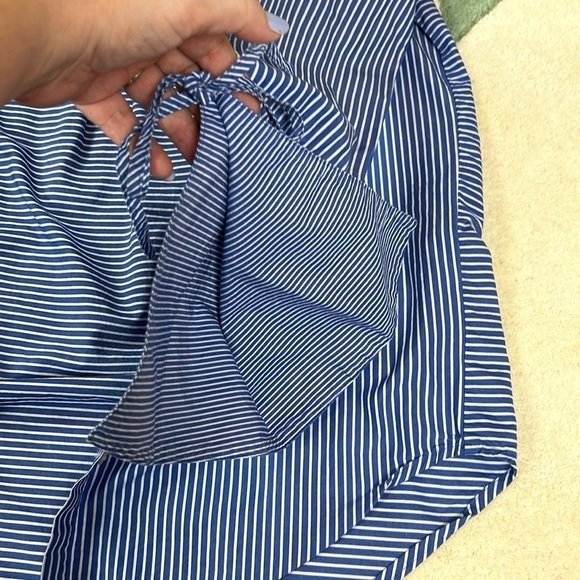 Loft Pin Stripe Bell Sleeve Button Front Blue White Top - Picture 17 of 17